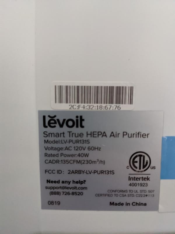 New In Box LEVOIT SMART TRUE HEPA AIR PURIFIER, MODEL LV-RH131S