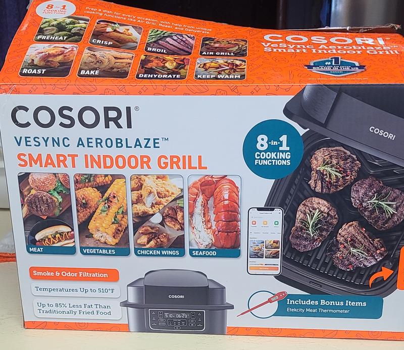 COSORI Electric Smokeless Indoor Grill & Smart XL Air Fryer Combo, 8-in-1,  6QT, 100 Recipes, Grill, Broil, Roast, Bake, Crisp, Dehydrate and More