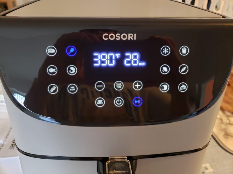 Cosori 3.7-Quart Black Programmable Air Fryer in the Air