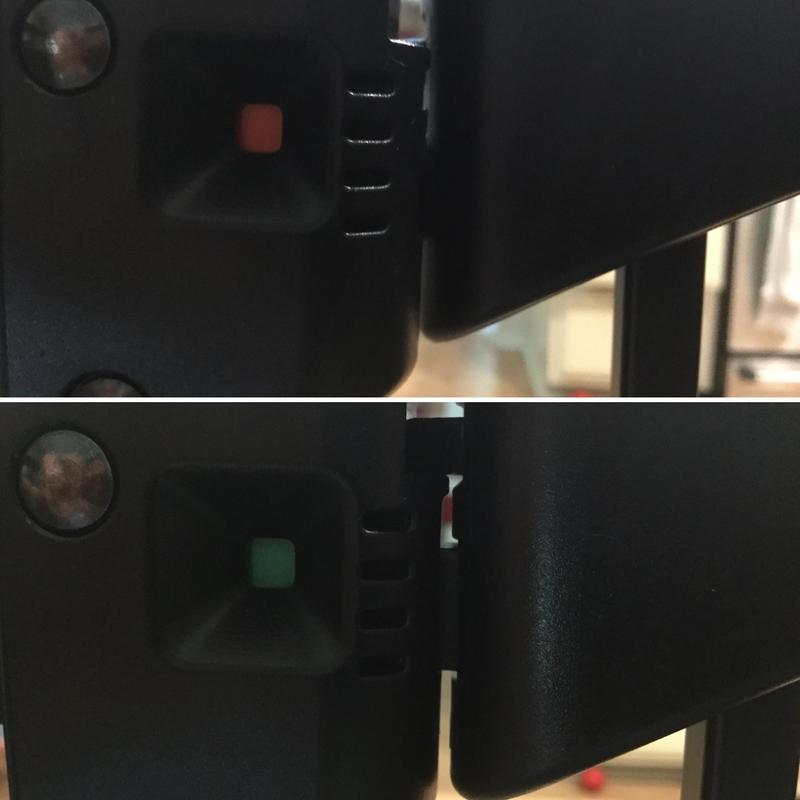 Square changes color when top of gate is in the locked position