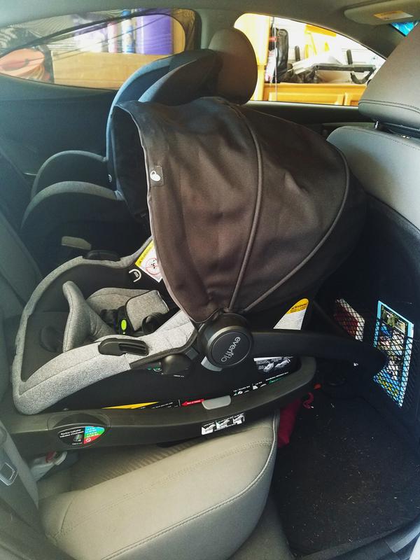 car seat with sunshade up