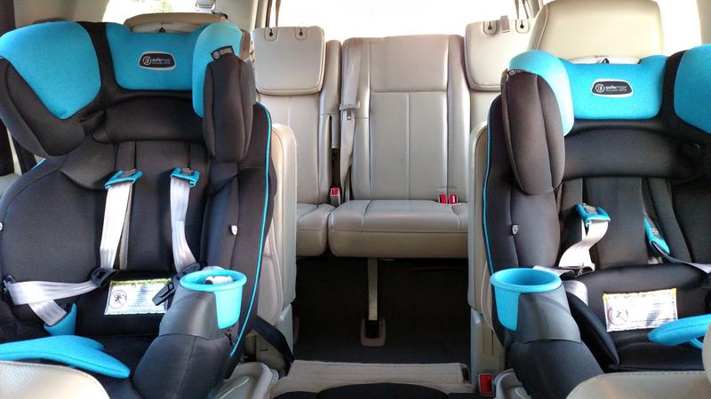 JUST narrow enough for center seat to clear both car seats in an Expedition.