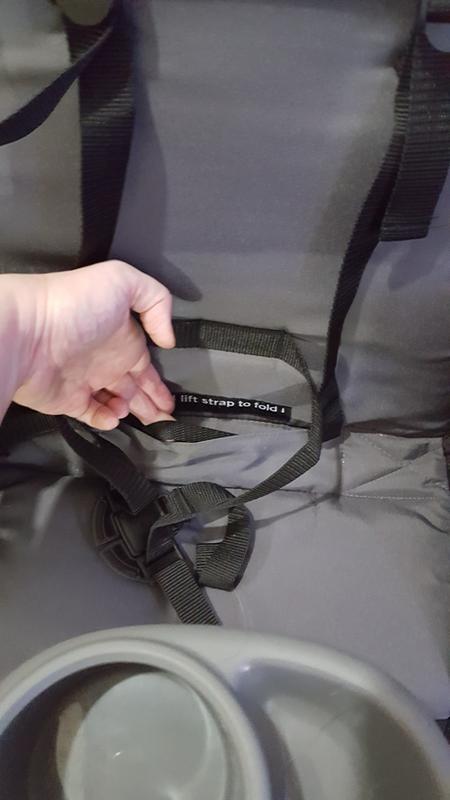 Fold strap in the seat of the forward facing seat