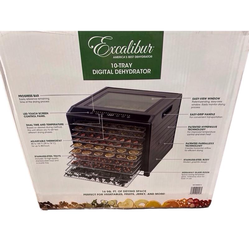 Excalibur 3926TB Black 9Tray Food Dehydrator, 15 SQ. Ft. Drying Space,  Adjustable Thermostat, 26-Hr Timer - Excalibur Dehydrator