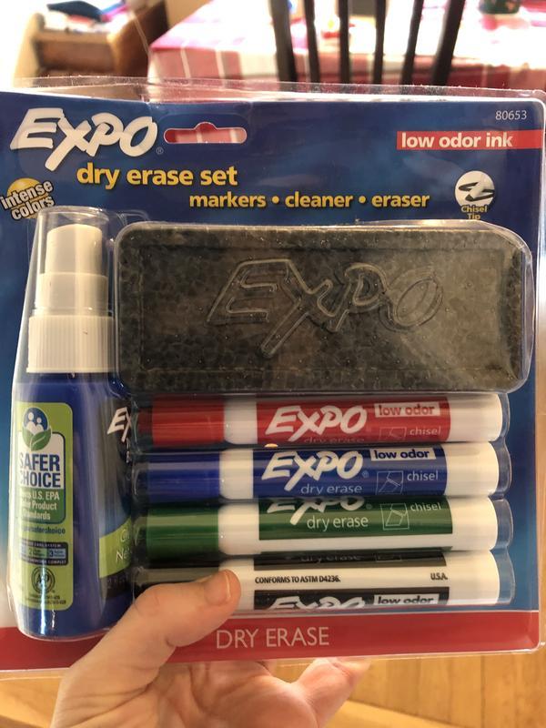 EXPO Low Odor Dry Erase Marker Starter Set, Chisel Tip, Assorted,  Whiteboard Eraser, Cleaning Spray, 6 Count & Low Odor Dry Erase Markers,  Chisel Tip, Green, 12 Count - Yahoo Shopping