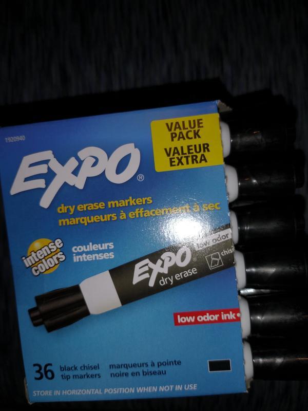 Expo 80001 Black Low-Odor Chisel Tip Dry Erase Marker - 12/Pack