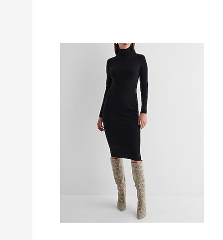 Turtleneck Long Sleeve Midi Sweater Dress | Express