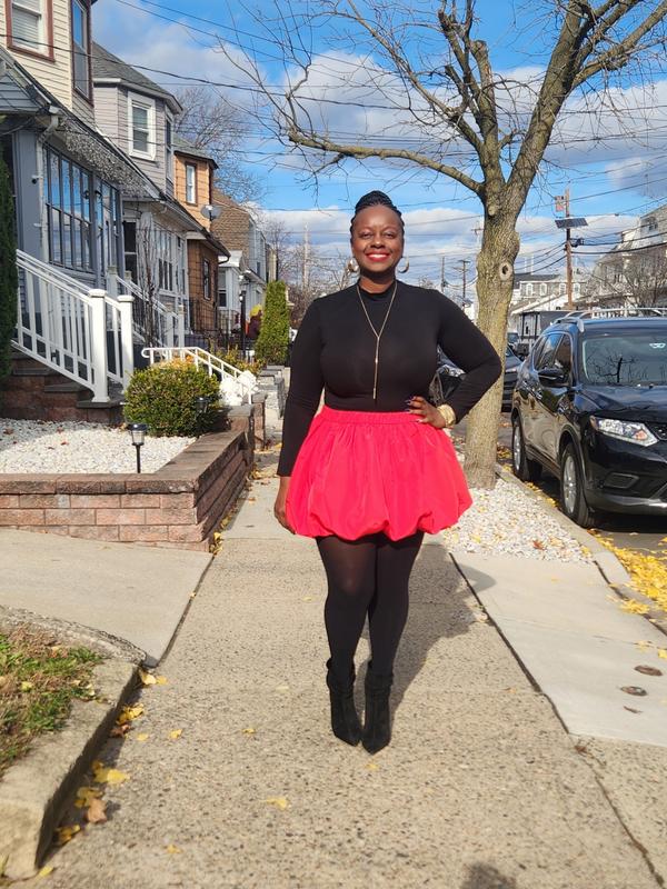 Silky Elastic Waist Bubble Hem Mini Skirt | Express