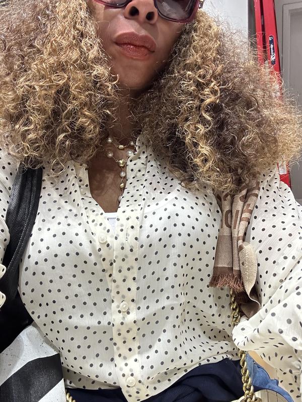 mare☆Sheer Docking French Sleeve Blouse Water-Repellent】Sheer Docking French Sleeve Blouse – maré（マレ