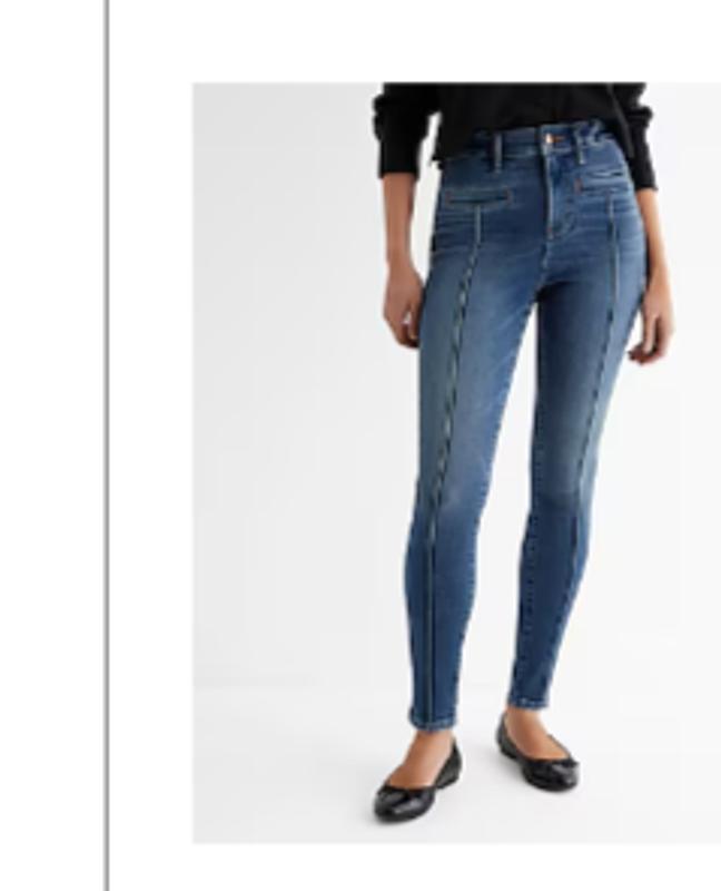 High Waisted Dark Wash Front Seam Skinny Jeans | Express