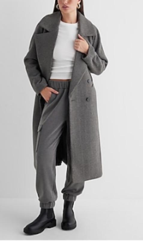 Faux Wool Double Breasted Signature Wrap Coat | Express