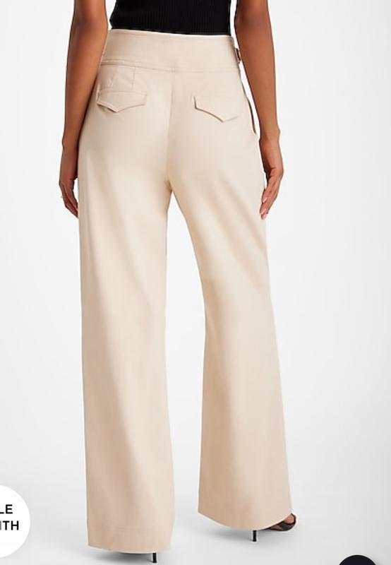 High Waisted Side Buckle Belt Wide Leg Pant | Express