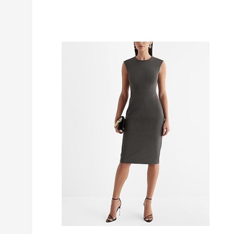Crew Neck Cap Sleeve Back Zipper Midi Sheath Dress