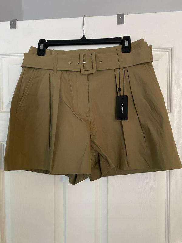Super High Waisted Belted Paperbag Shorts | Express