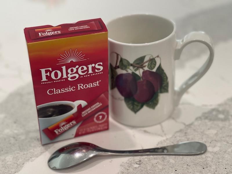 Folgers Coffee Break Gift SET 2 Ceramic Mugs, Creamer & Sugar Container  W/Spoon