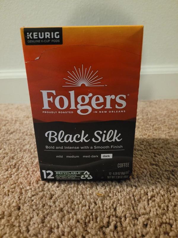 Folgers Black Silk Coffee K-Cup Pods, Dark Roast Coffee, 12 Count