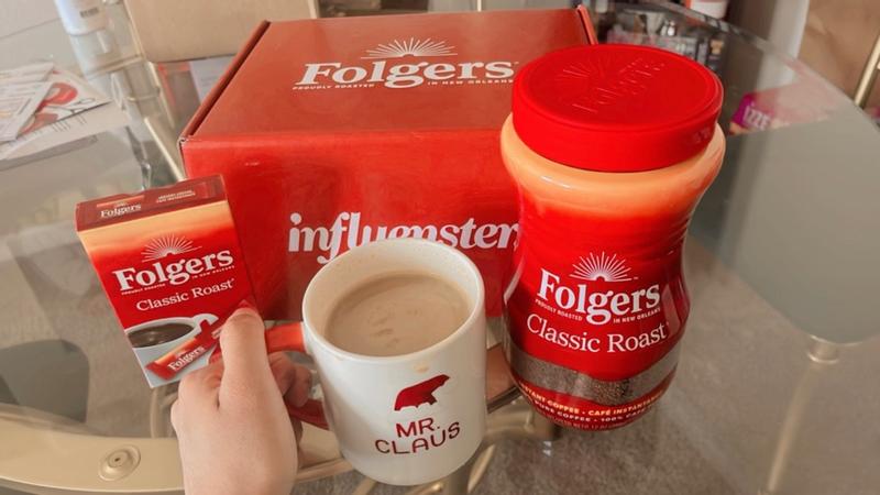 Folgers Coffee Break Gift SET 2 Ceramic Mugs, Creamer & Sugar Container  W/Spoon