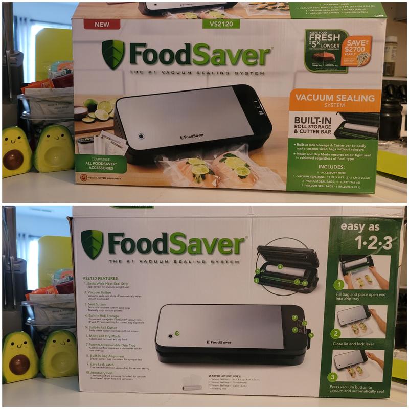 FoodSaver® VS2120 Vacuum Sealing System, Food Vacuum Sealer, Black/Light  Silver