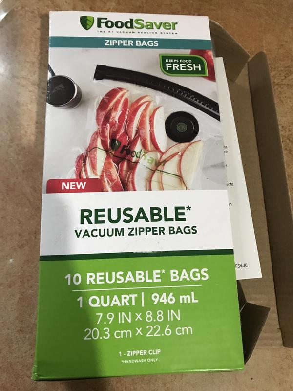 FoodSaver Reusable Quart Vacuum Zipper Bags, for Use with