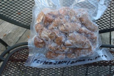 Made 15 lbs of Jalapeno poppers from the garden and froze them in 7 different bags.