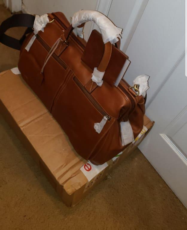 Fossil men's defender leather duffle bag sales