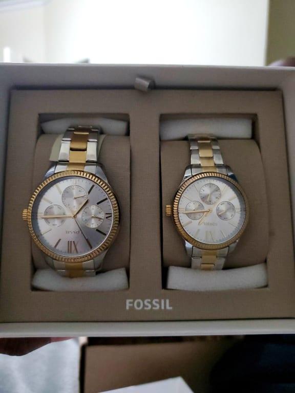 Fossil His and Hers Multifunction Two Tone Stainless Steel Watch Set 42mm 36mm Macy s