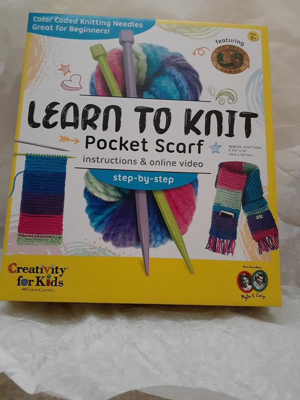 Creativity for Kids Learn to Knit Pocket Scarf - DIY Knitting Kit for  Beginners