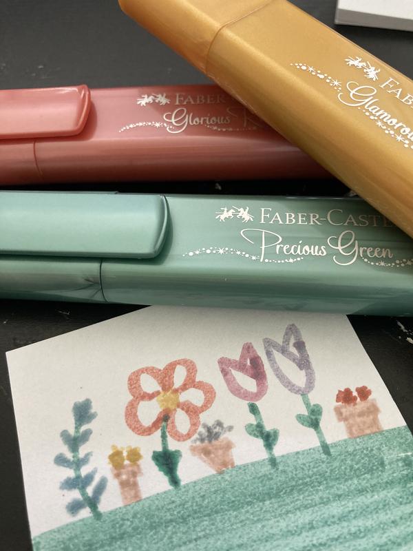 Four Candies Pens Faber-Castell Chisel Point Metallic Highlighters 4 Glitter Highlighter Pens For Journaling And Note Taking - Study Supplies Purple Office Supplies