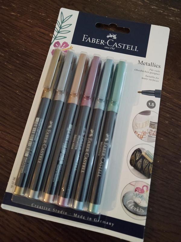 Faber-Castell Metallic Markers - 6 Colors, Art & Craft Kit for Adults,  Ideal for Card Stock, Glass, Plastic - Smudge Proof, Non-Bleeding in the  Craft Supplies department at