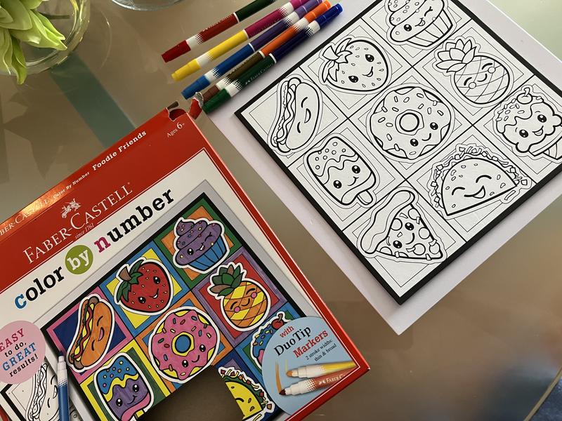 Faber-Castell Color by Number Foodie Friends- Child Art Activity for Boys  and Girls Ages 6-8+ 