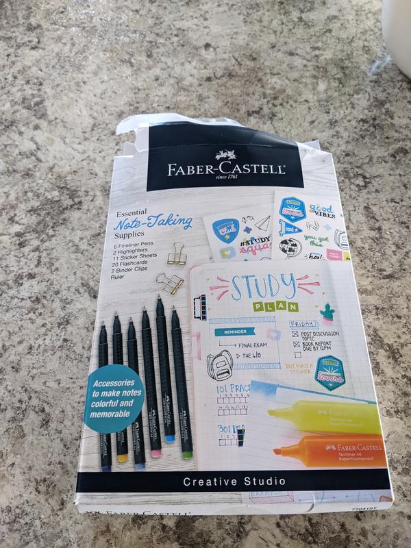 Faber-Castell Essential Note Taking Supplies - Studying Essentials Set with  6 Fineliner Journal Pens, College School Supplies, Stationary and Planner
