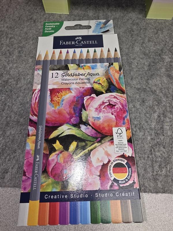 Faber-Castell Goldfaber Aqua – Set 12 Crayons Aquarelle – Mines Douces – Entièrement Aquarellables
