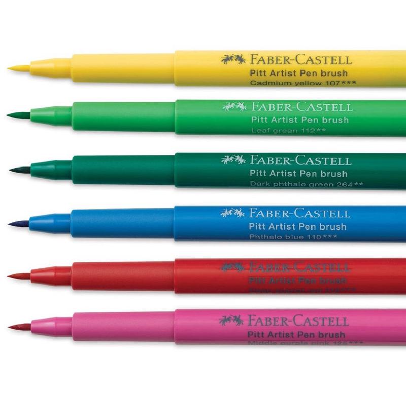 Set Faber-Castell Pitt Artist Pen Brush - 6 Feutres Encre De Chine - Dessin Et Illustration