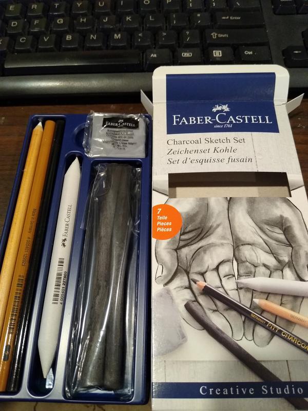 NEW ~ Faber-Castell Charcoal Sketch Set Lot of 2 ~ 7 Piece Charcoal Art  Supplies