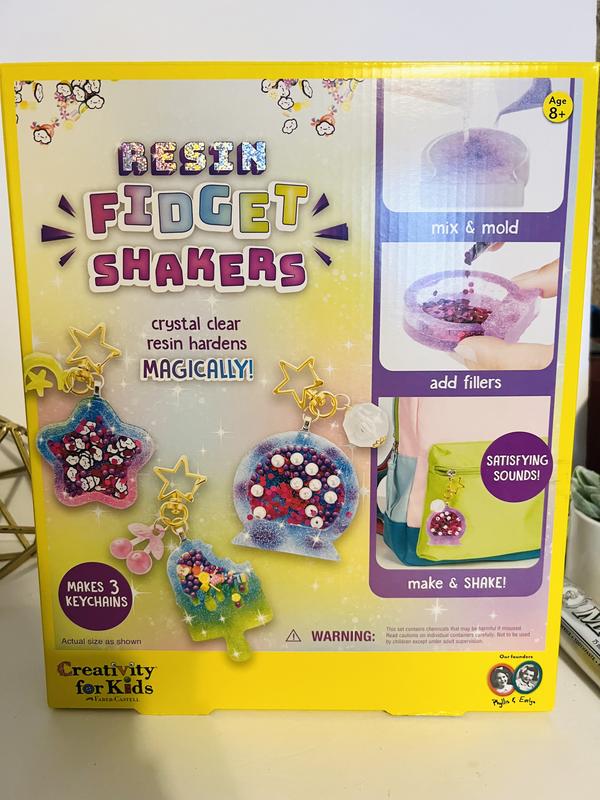 Creativity for Kids Fidget Shakers de resina – Crea 3 llaveros sensoriales,  manualidades para niños de 8 a 10 años en adelante, neón, 3 x 3 pulgadas