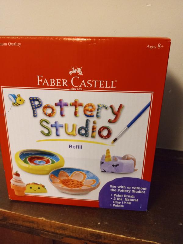 Faber-Castell Pottery Studio - Kids Pottery Wheel Kit for Ages 8+ Complete Pottery  Wheel and Painting Kit for Beginners 3 lbs of Sculpting Clay Blue