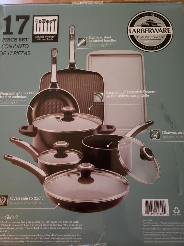  Farberware High Performance Nonstick Cookware Pots and Pans Set  Dishwasher Safe, 17 Piece, Black : Home & Kitchen