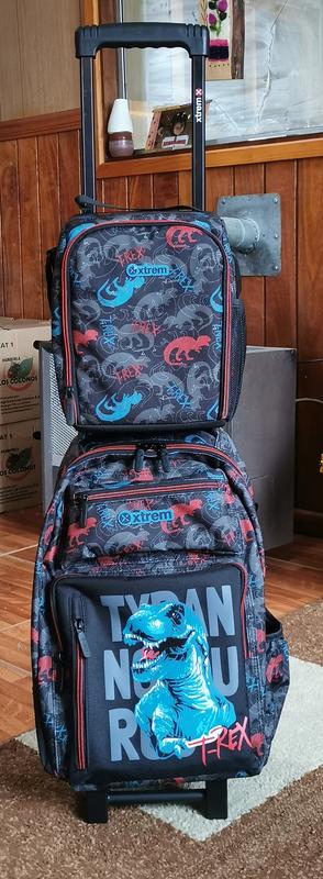 Set mochila con ruedas escolar Run Pack Black Dino 3 piezas