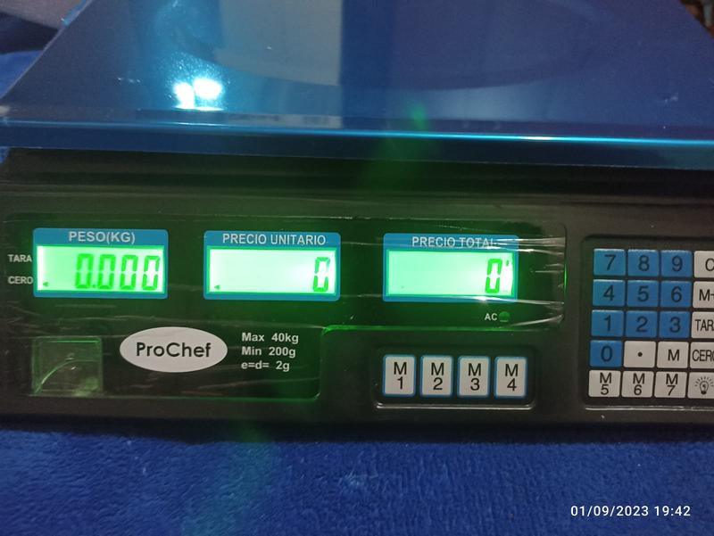 Pesa Digital ProChef 40 Kg. x 2 Gr. Con Visor Aereo. Bateria