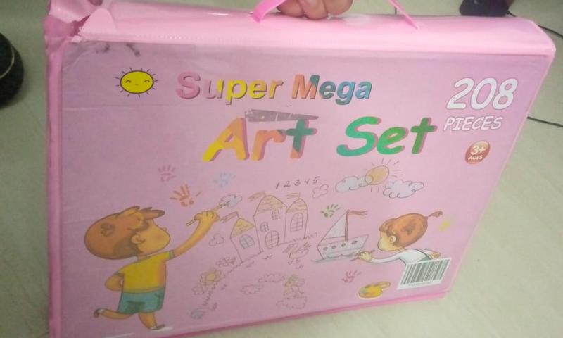 Kit de dibujo para niños, paquete de 208 crayones en caja, juego de arte  multiusos para colorear (rosa)