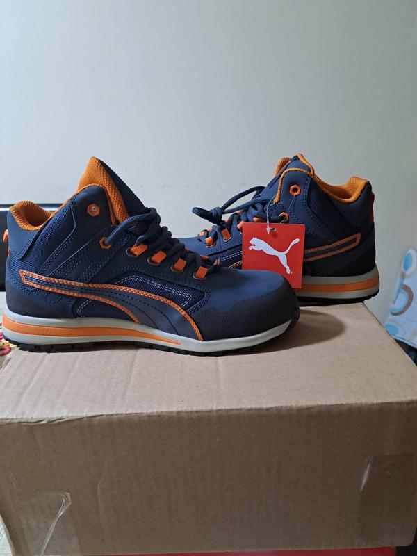 Botas De Seguridad Para Hombre Botas De Seguridad Puma Crosstwist Mid S3  HRO SRC Azul/Naranja Para Hombre Puma Crosstwist S3 Prolaboral