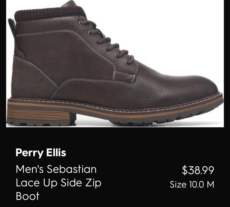 Perry Ellis Portfolio Men's Sebastian Lace Up Side Zip Boot