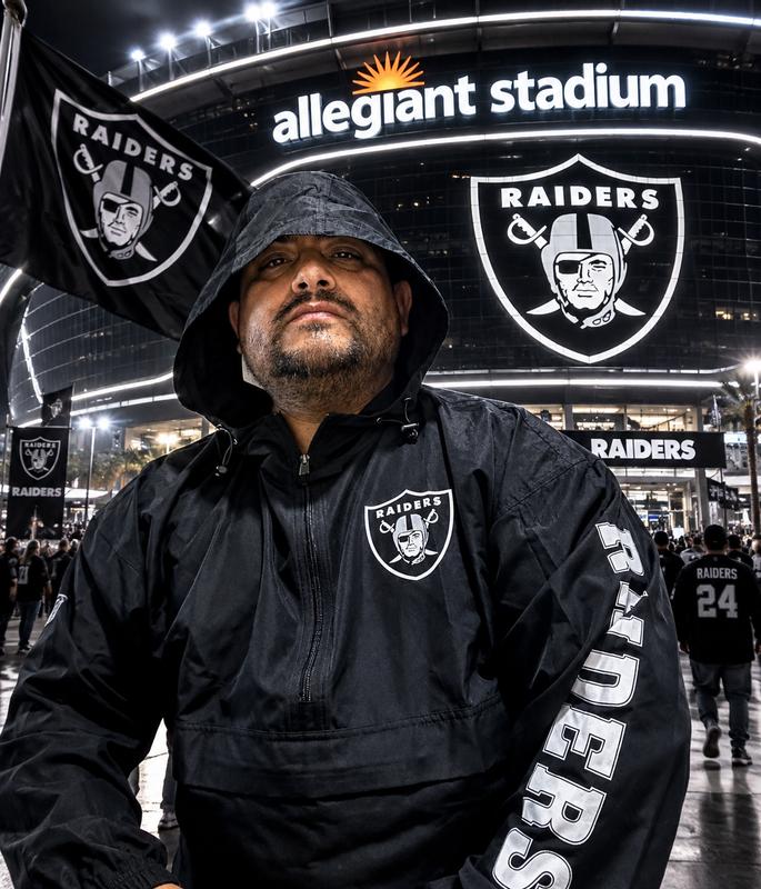 Las Vegas Raiders Champion Packable Hooded Windbreaker Half-Zip