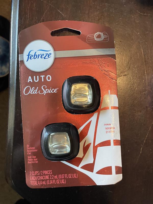 Febreze Car Odor-Fighting Air Freshener Vent Clip, Original Old Spice Scent,  1 count