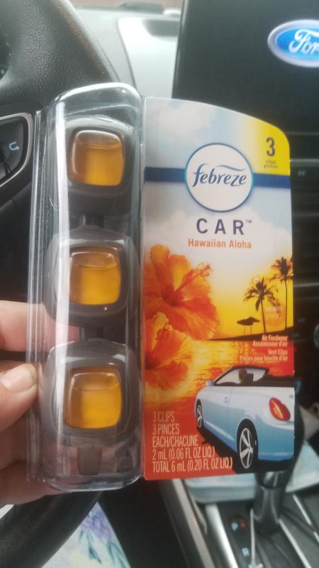 Febreze Car Air Freshener Vent Clip Hawaiian Aloha Scent, .06 oz. Car Vent  Clip, 2 Count