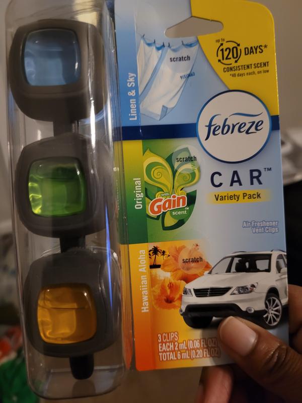 Febreze Car Vent Clip 0.06 oz. Variety, Linen and Sky, Original