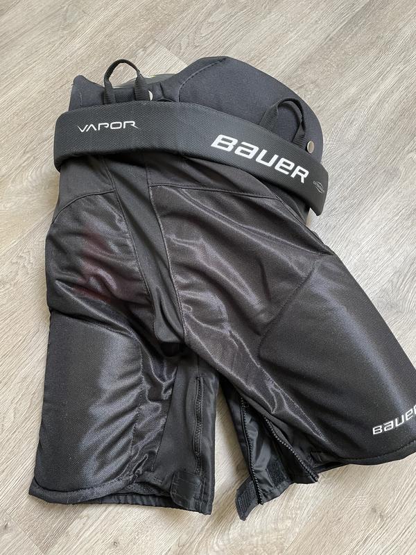 Zippers on inside of legs allow you to get your feet through while wearing skates.