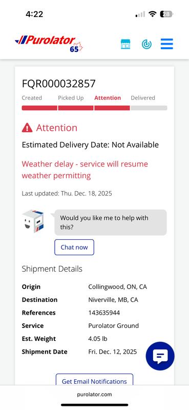 Shipment notification