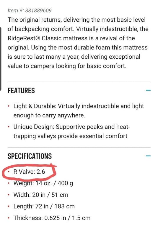 sportchek's description r value of 2.6