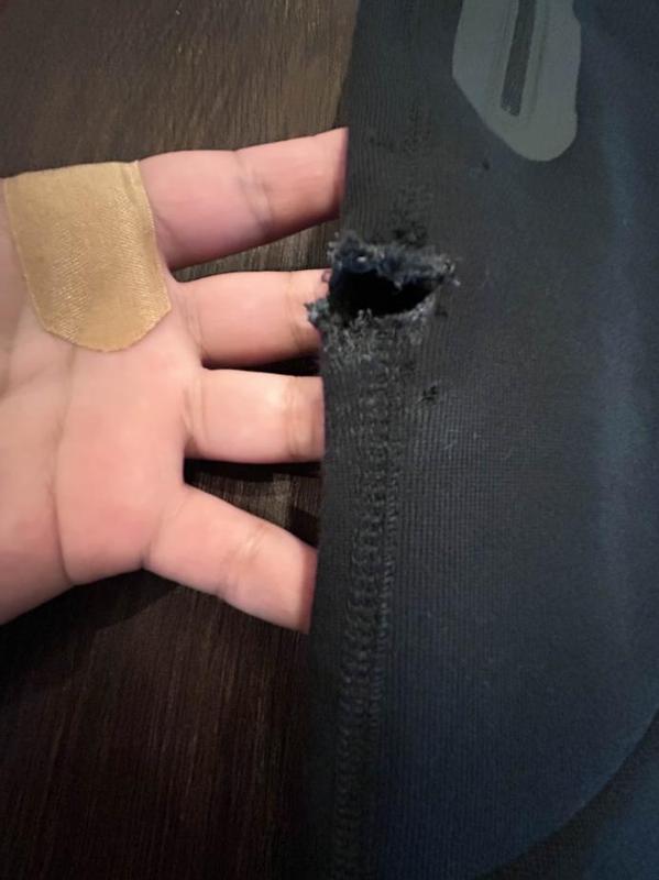 Hole on the pants.
